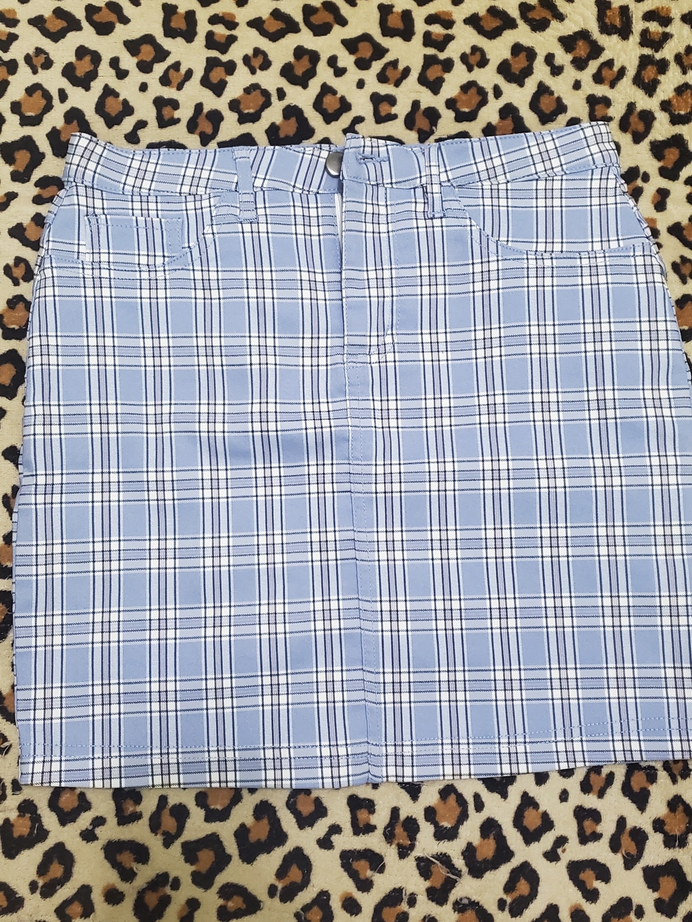 Eclipse Light Blue Plaid Mini Skirt